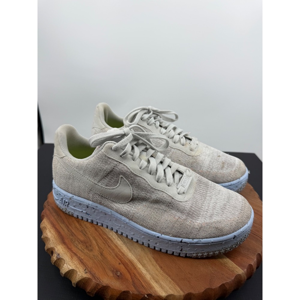 Nike Air Force 1 Crater‎ Flyknit Sneakers Mens 10 Sail White DC4831-101 Speckled